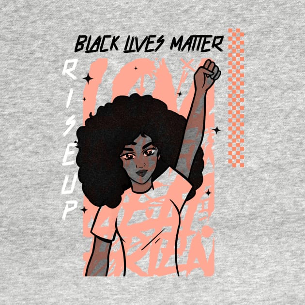 Black Lives Matter Woman Raised Fist by InkyArt